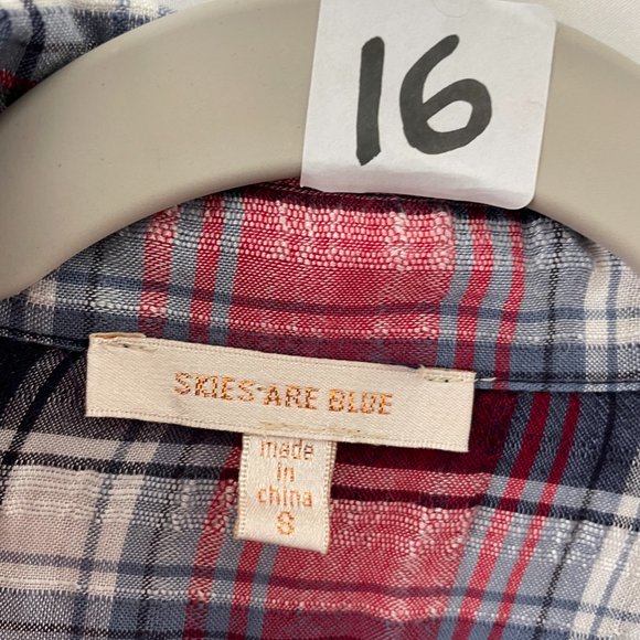 Skies Are Blue Womens Multicolor Flannel Plaid Pockets Button-Up Shirt Size S - Picture 6 of 8